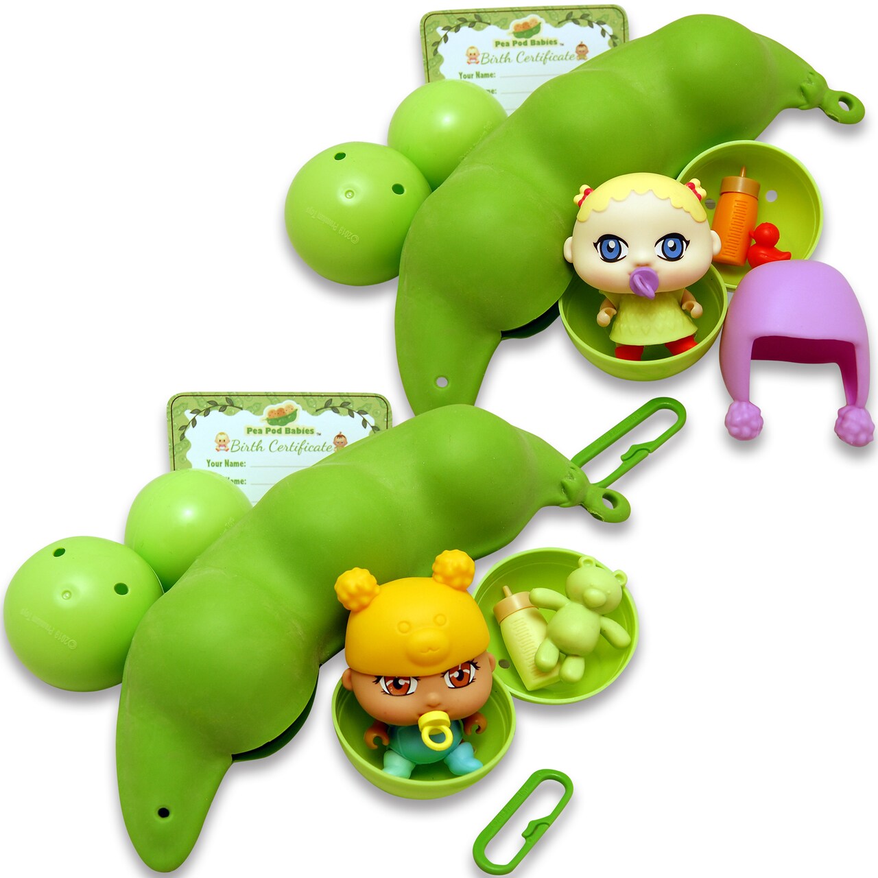Pea Pod Babies: Collectible Mystery Surprise - 2 Pack - Open & Reveal Various Unique Toy Miniatures, Character Dolls, Clothing, Accessories, Kids 3+